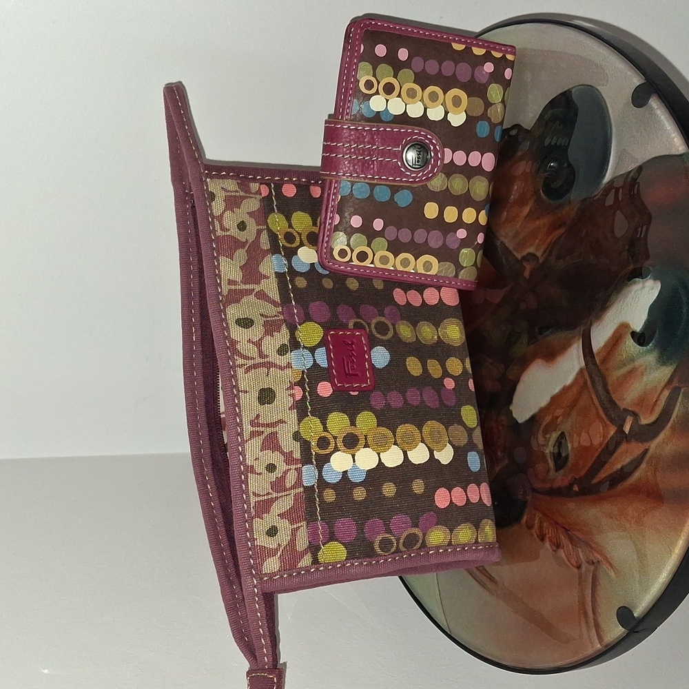 Fossil Patterned Cosmetic Bag and Wallet Set
